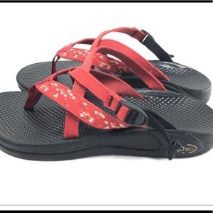 Chaco Red Floral Strappy Thong Mule